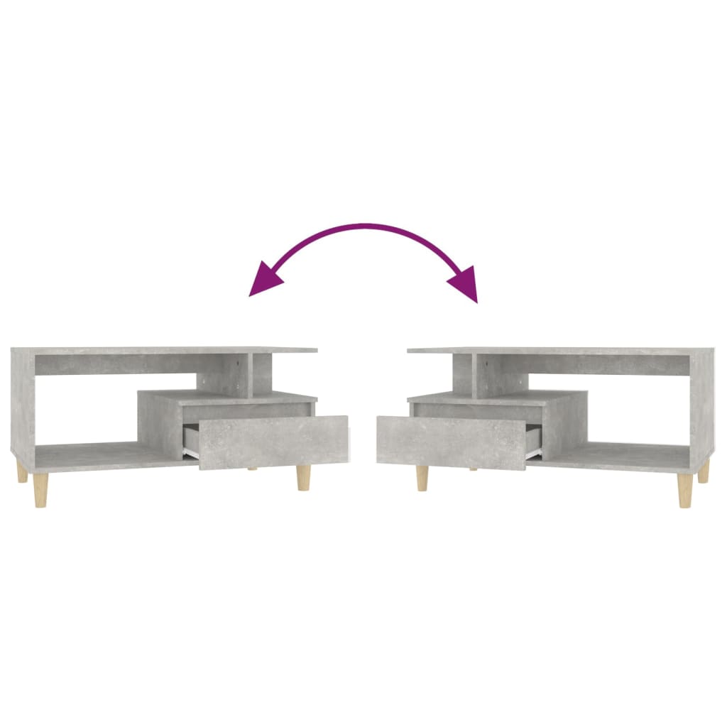 vidaXL Table basse Gris béton 90x49x45 cm Bois d'ingénierie