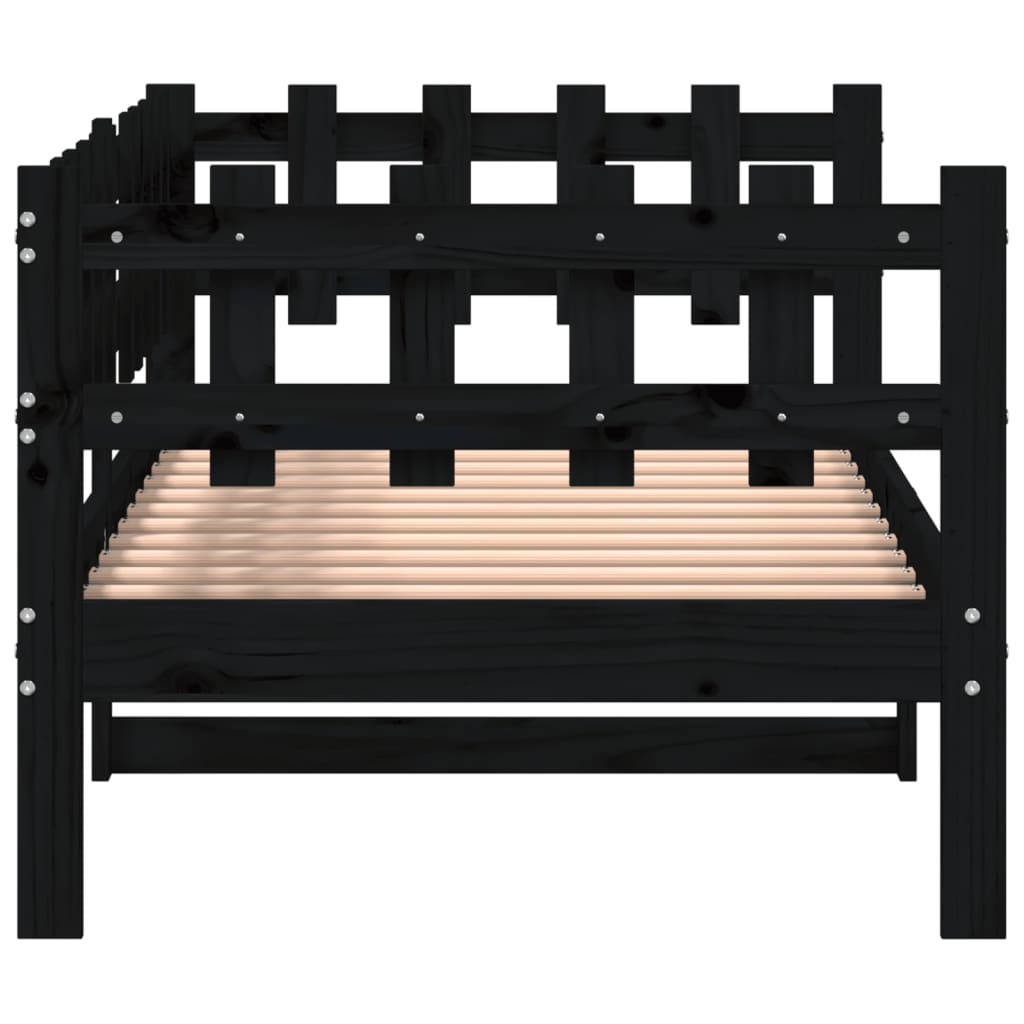 vidaXL Lit de jour sans matelas noir 90x200 cm bois de pin massif