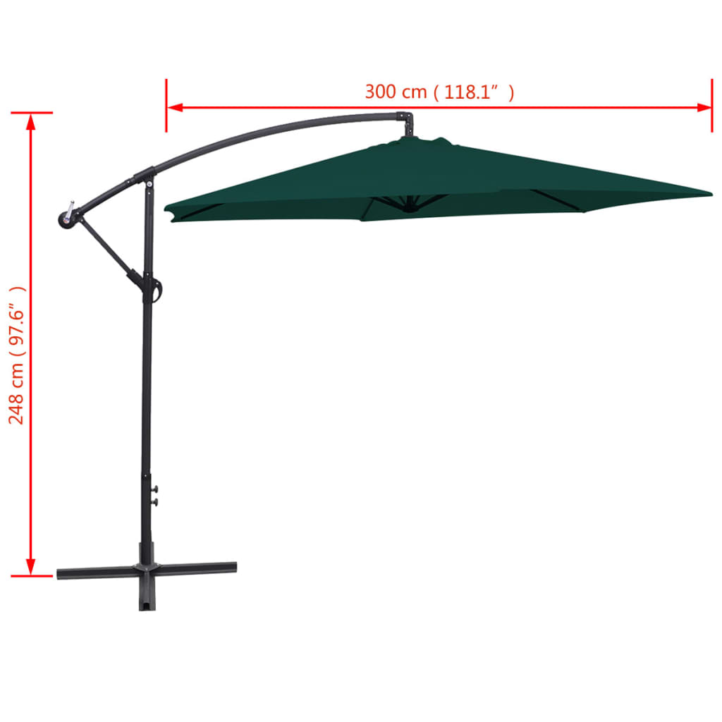 vidaXL Parasol de jardin en porte-à-faux 3 m vert