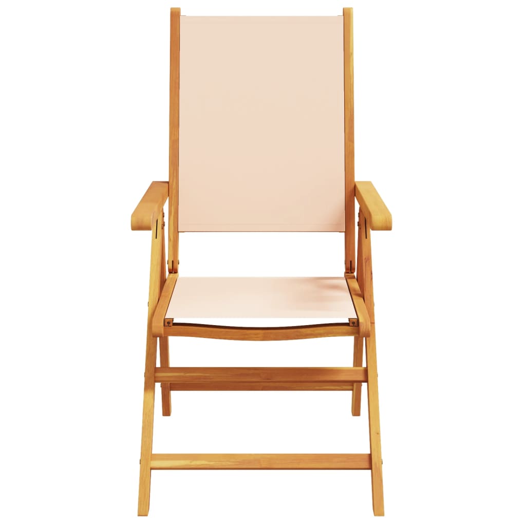 vidaXL Chaises de jardin lot de 2 beige bois d'acacia massif et tissu