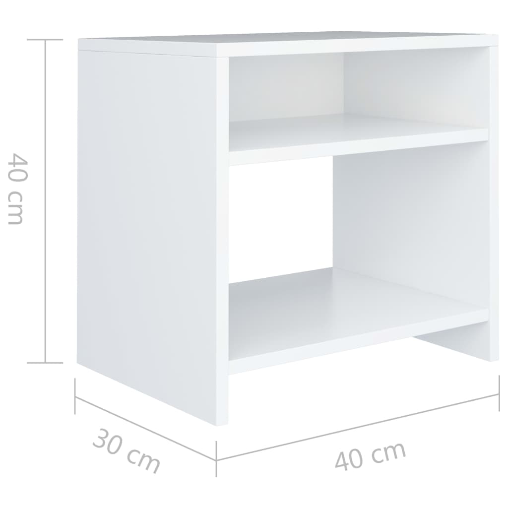vidaXL Table de chevet Blanc 40x30x40 cm Bois d'ingénierie