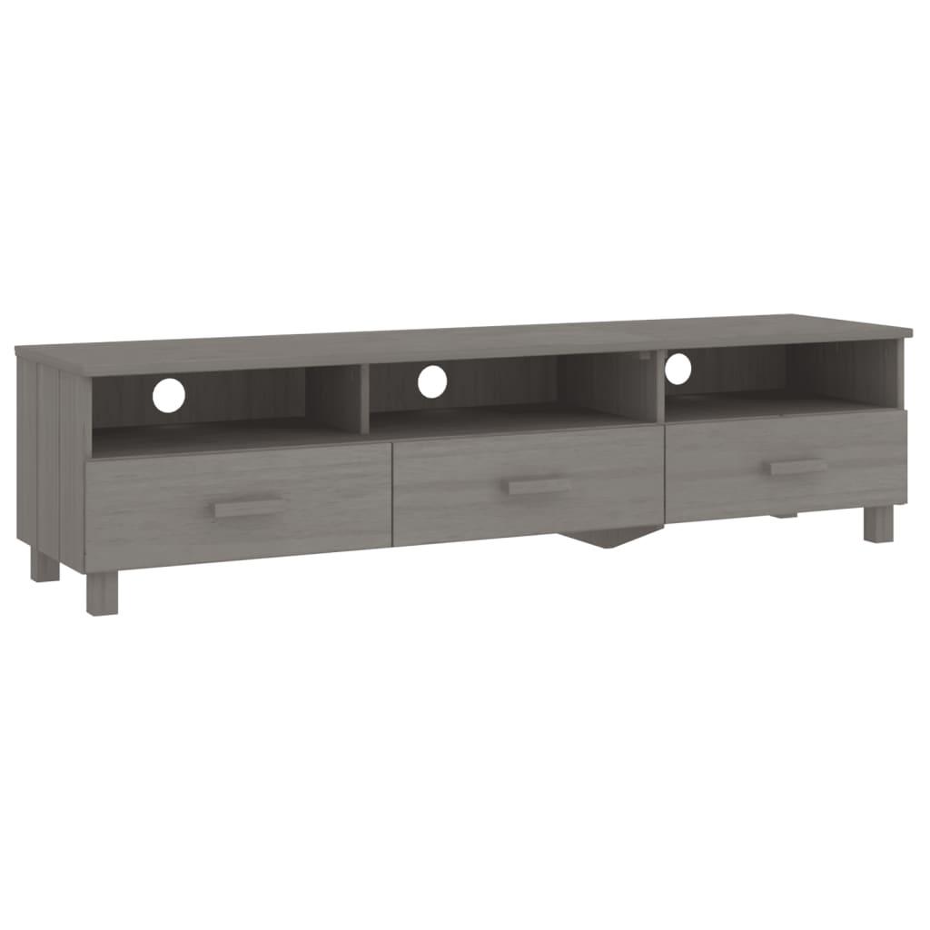 vidaXL Meuble TV HAMAR Gris clair 158x40x40 cm Bois massif de pin