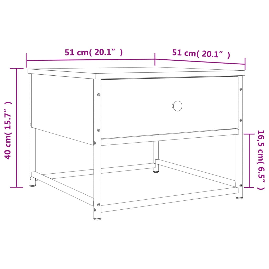 vidaXL Table basse chêne fumé 51x51x40 cm bois d'ingénierie