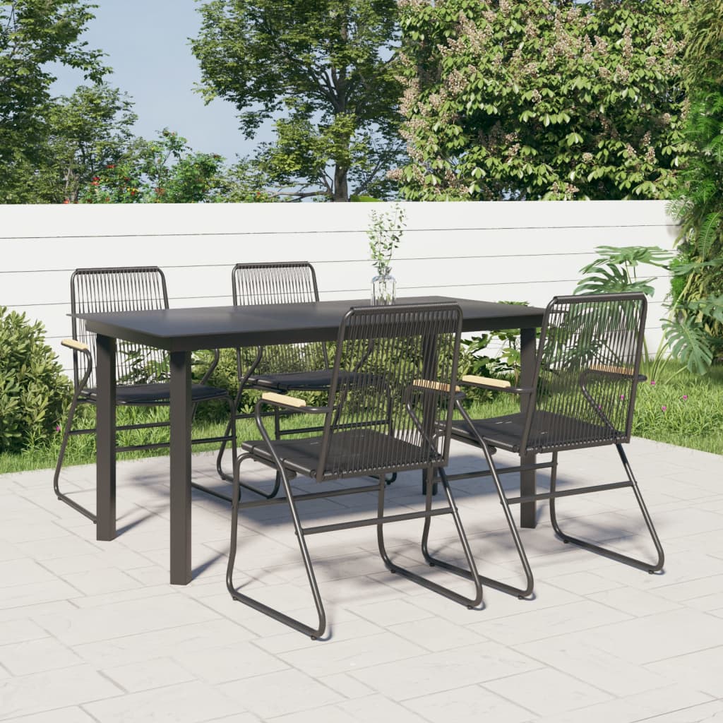 vidaXL Ensemble à manger de jardin 5 pcs Noir Rotin PVC