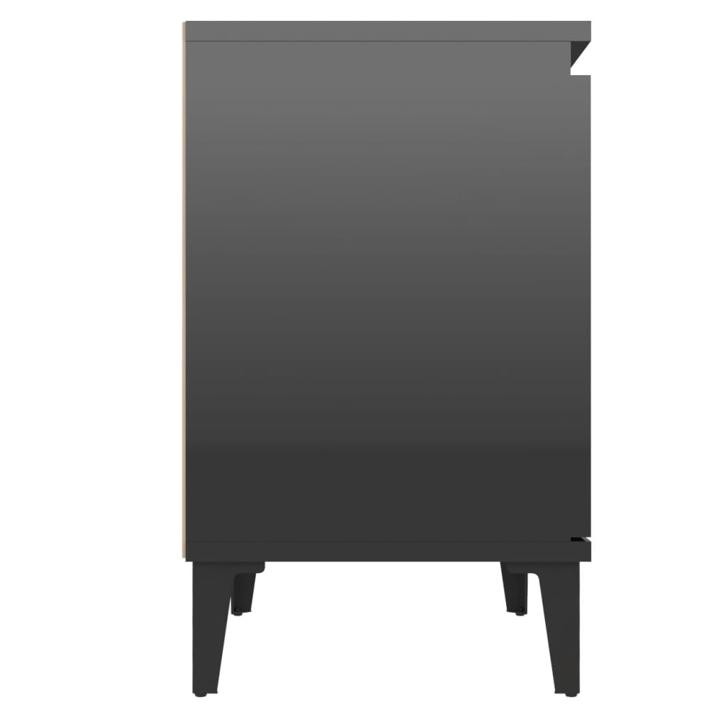 vidaXL Table de chevet avec pieds en métal Noir brillant 40x30x50 cm