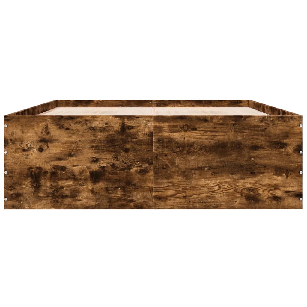 vidaXL Cadre de lit chêne fumé 120x190 cm bois d'ingénierie