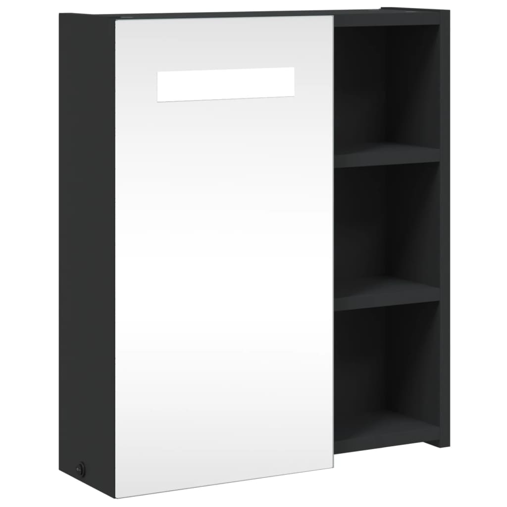 vidaXL Armoire de salle de bain à miroir avec LED noir 45x13x52 cm