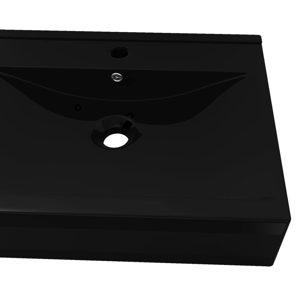 Vasque à poser en céramique noir perçage pour la robinetterie 60x46cm