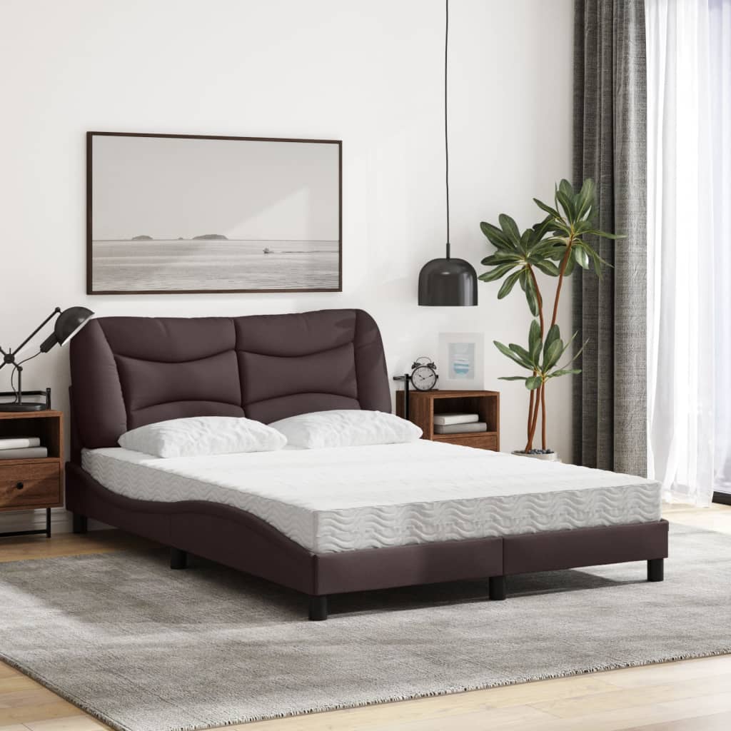 vidaXL Lit avec matelas marron foncé 140x200 cm tissu