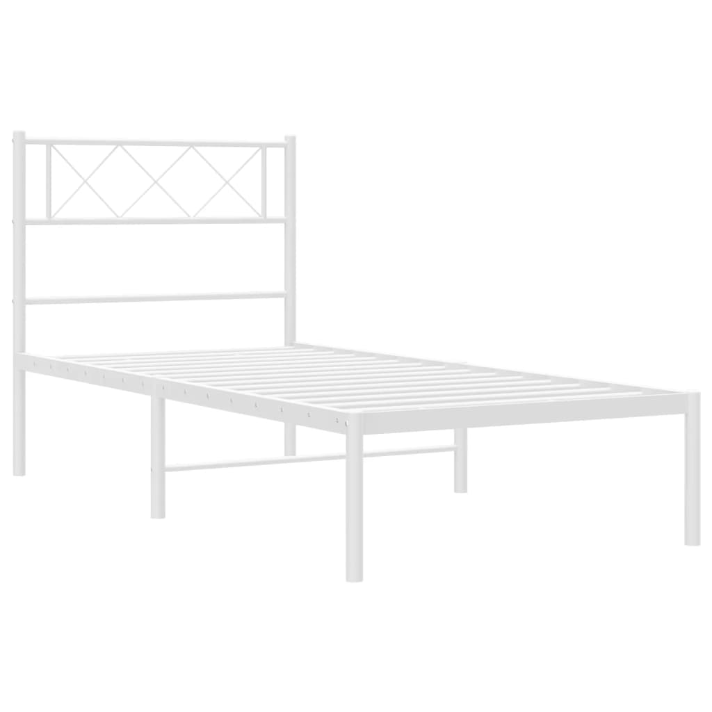 vidaXL Cadre de lit métal sans matelas et tête de lit blanc 100x190 cm