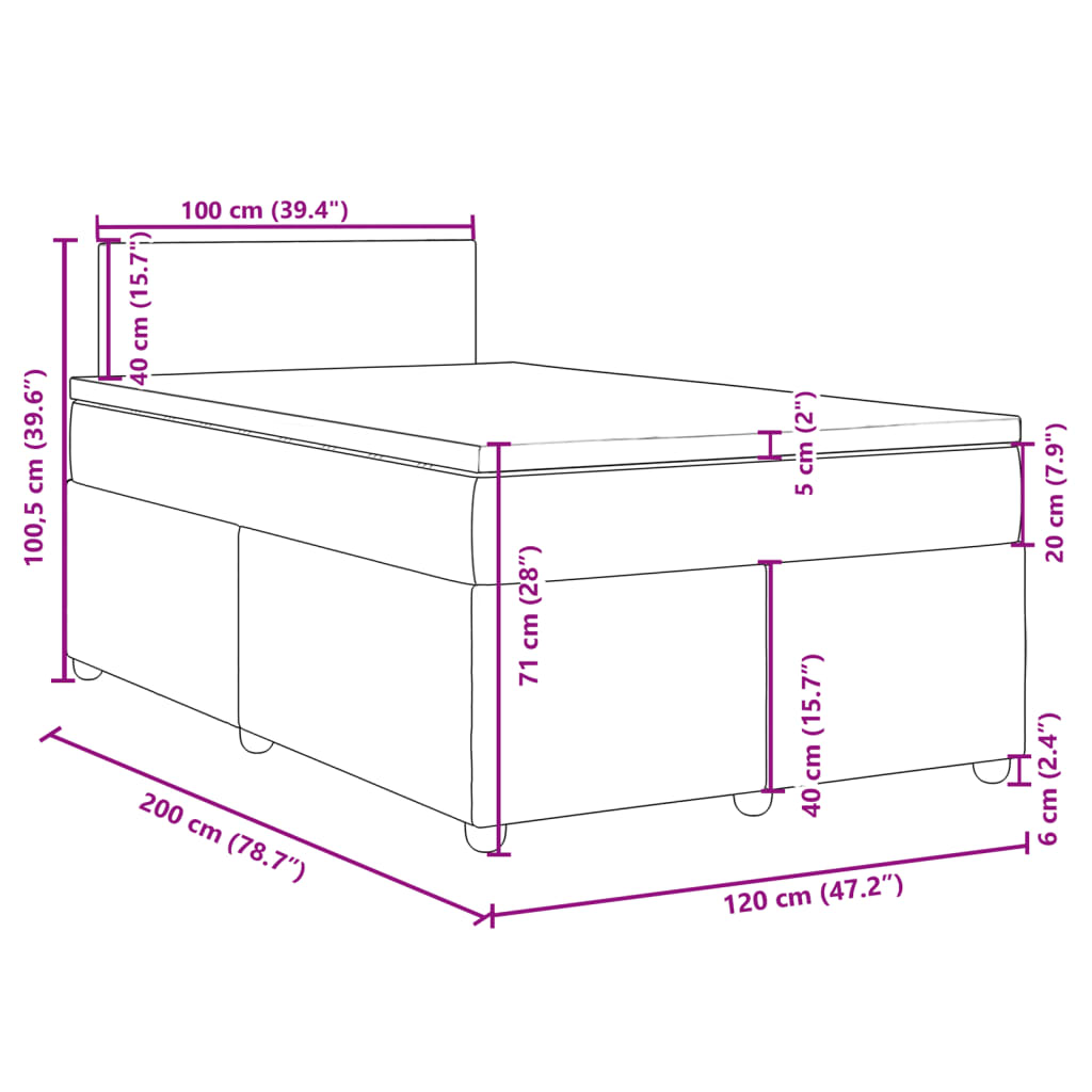 vidaXL Sommier à lattes de lit avec matelas Noir 120x200 cm Tissu