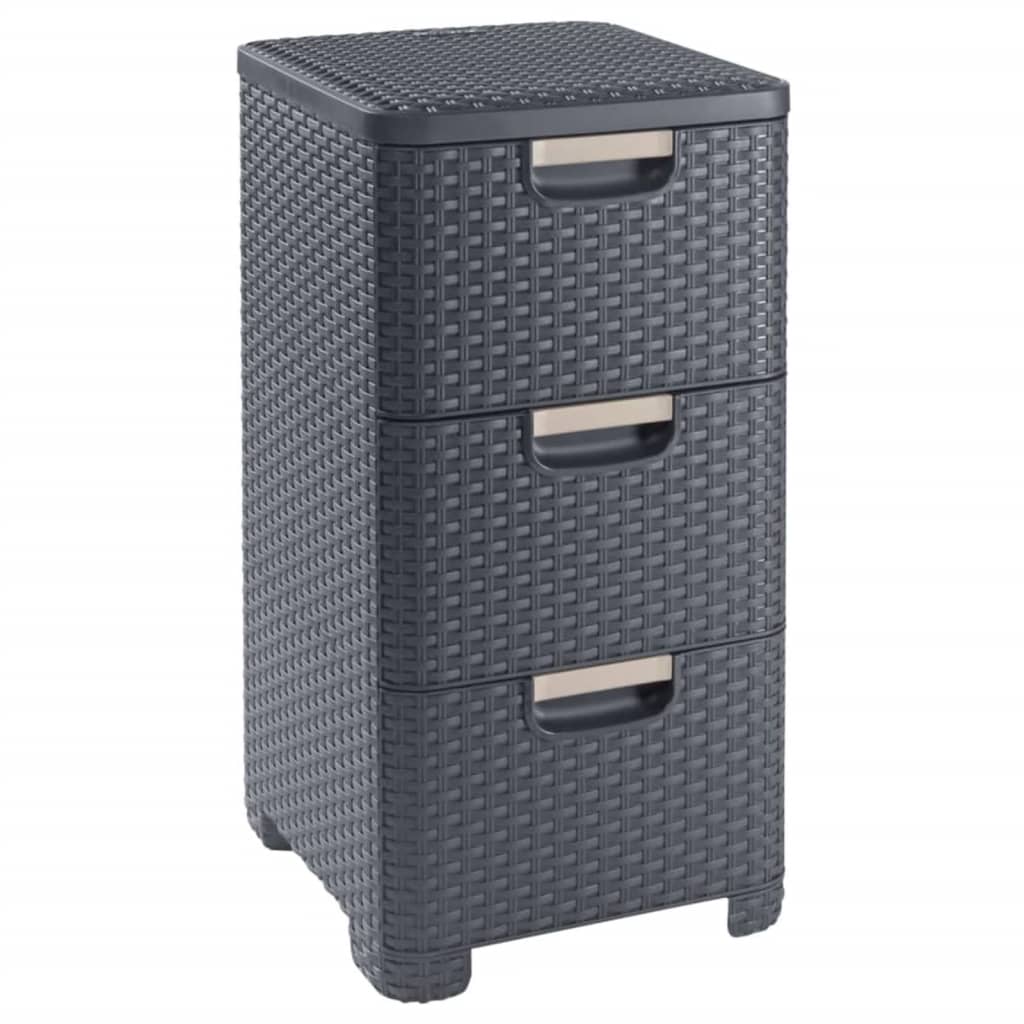 Curver Armoire à tiroirs Style 3x14L Anthracite