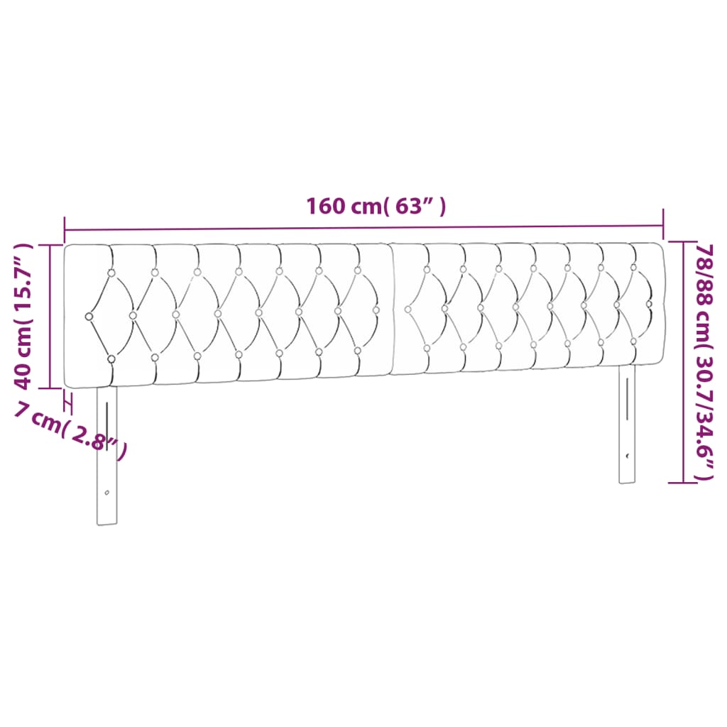 vidaXL Têtes de lit 2 pcs Crème 80x7x78/88 cm Tissu