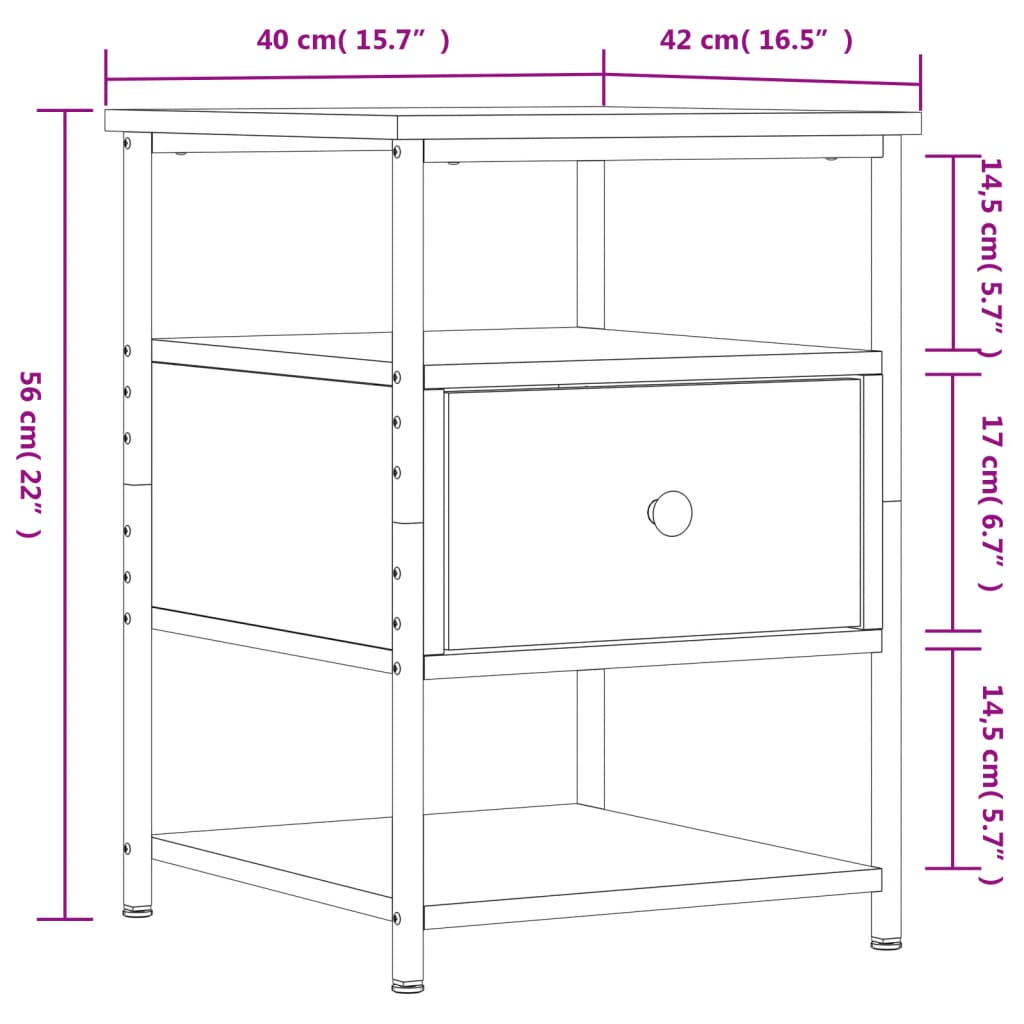 vidaXL Tables de chevet 2 pcs chêne sonoma 40x42x56 cm bois ingénierie