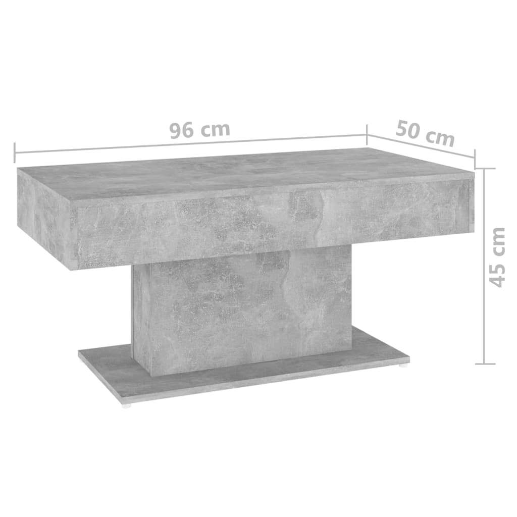 vidaXL Table basse gris béton 96x50x45 cm bois d'ingénierie