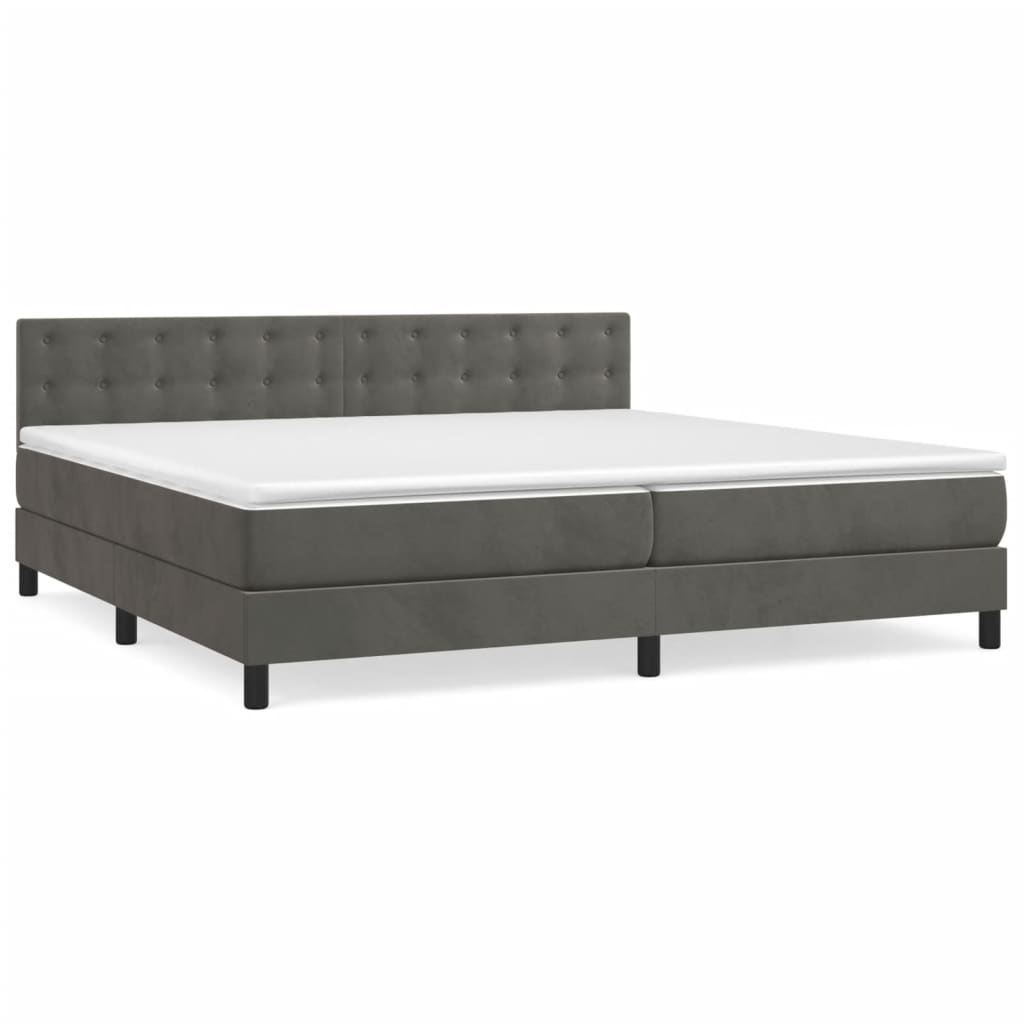 vidaXL Sommier à lattes de lit et matelas Gris foncé 200x200cm Velours