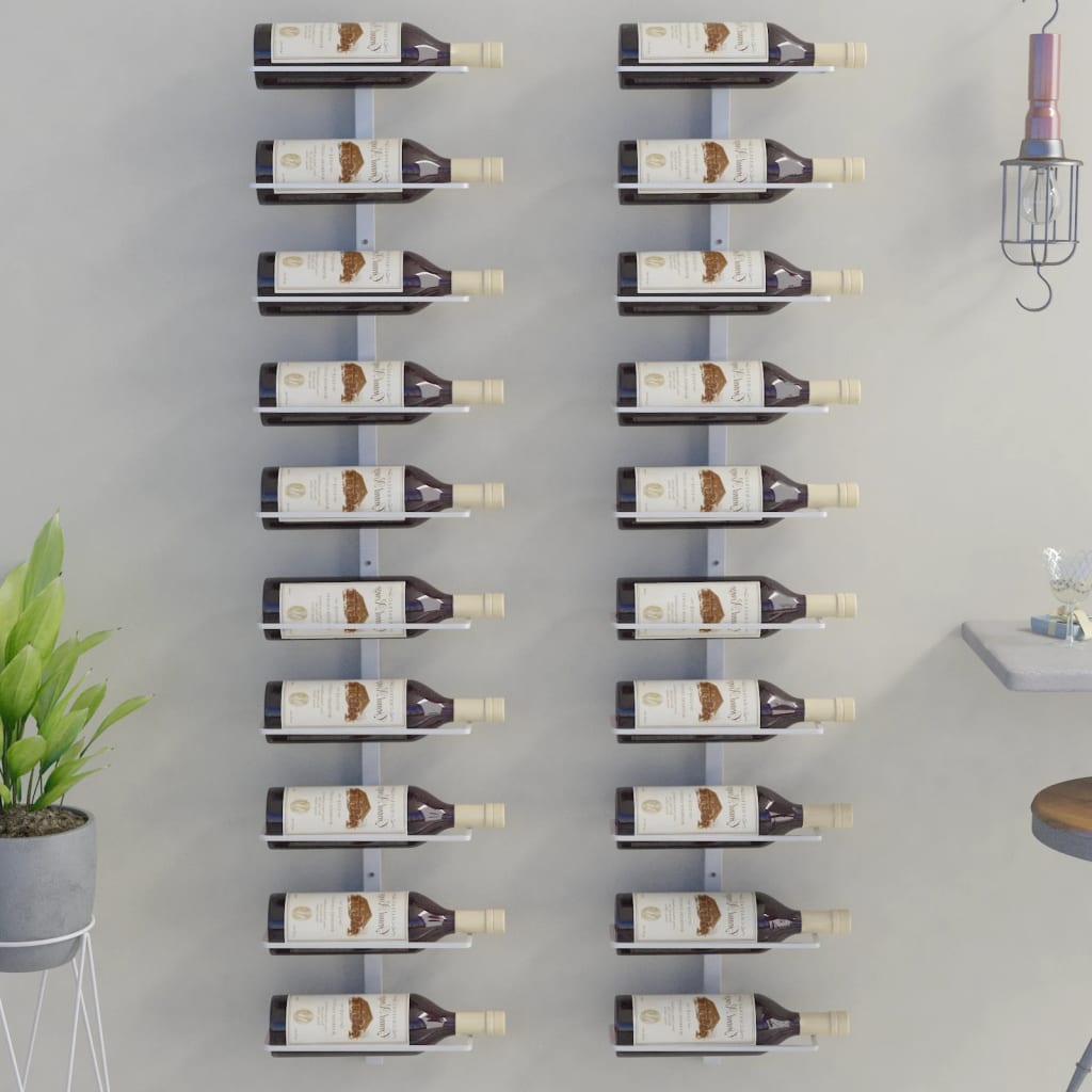 vidaXL Casier à vin mural pour 10 bouteilles 2 pcs Blanc Métal