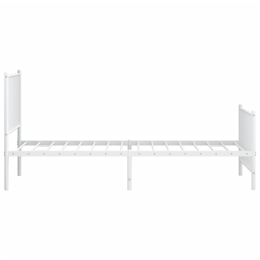 vidaXL Cadre de lit métal sans matelas avec pied de lit blanc 90x190cm