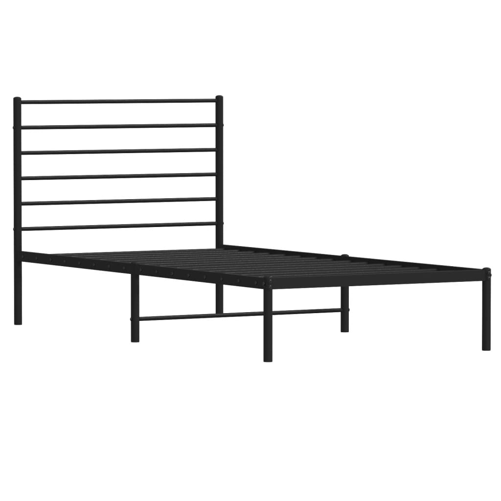 vidaXL Cadre de lit métal sans matelas avec tête de lit noir 80x200 cm