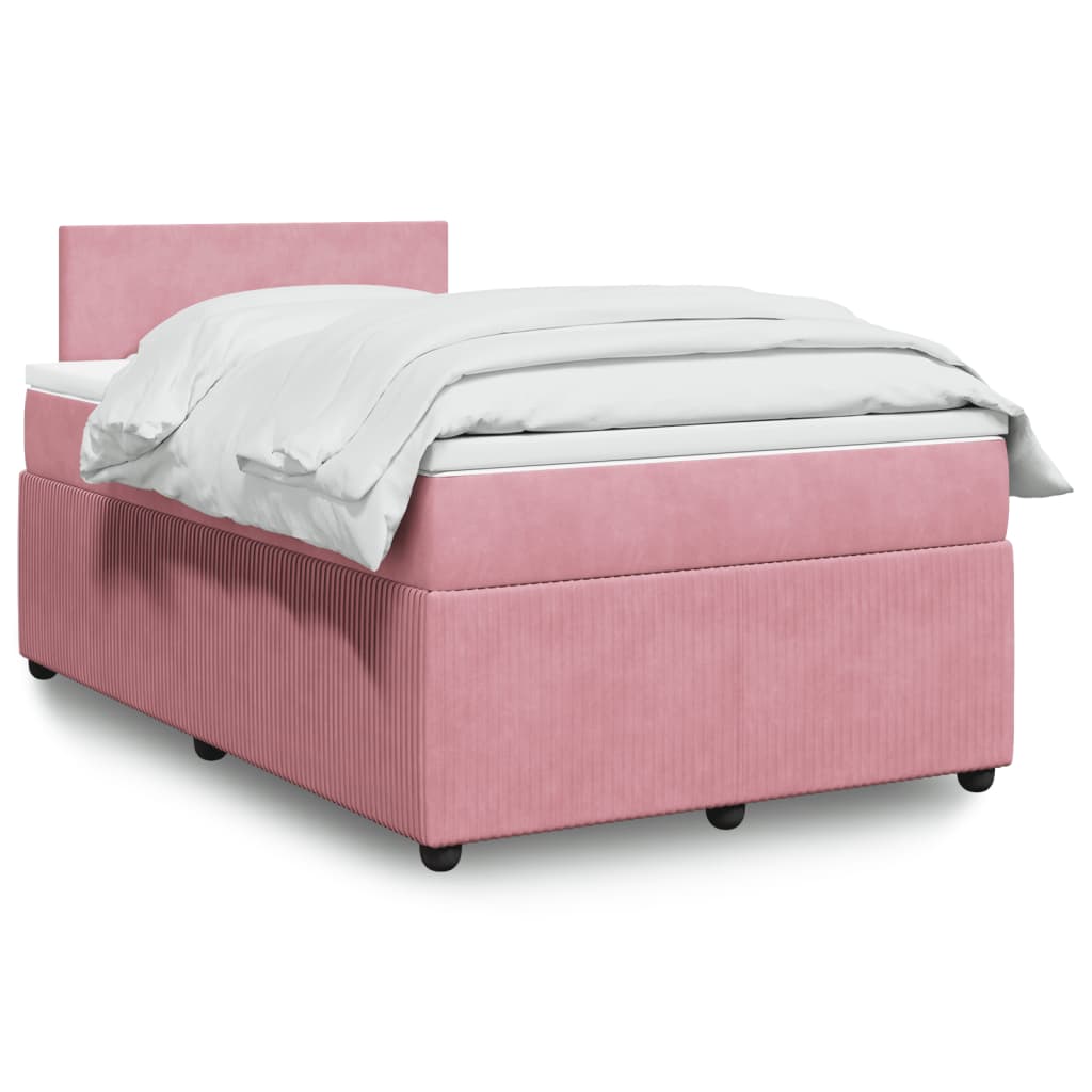 vidaXL Sommier à lattes de lit avec matelas Rose 120x200 cm Velours