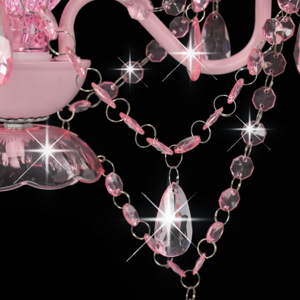 vidaXL Lustre avec perles Rose Rond 3 x E14