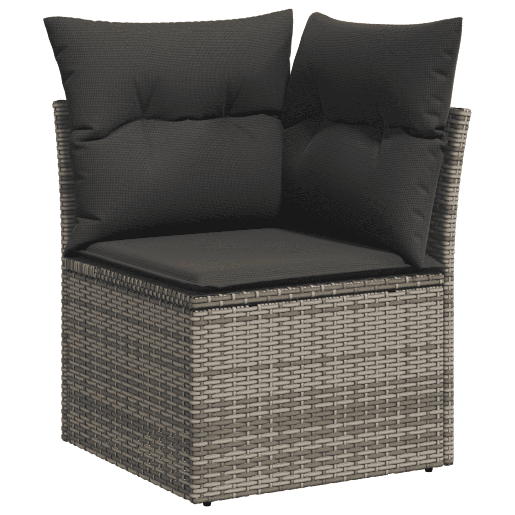 vidaXL Salon de jardin avec coussins 10 pcs gris résine tressée