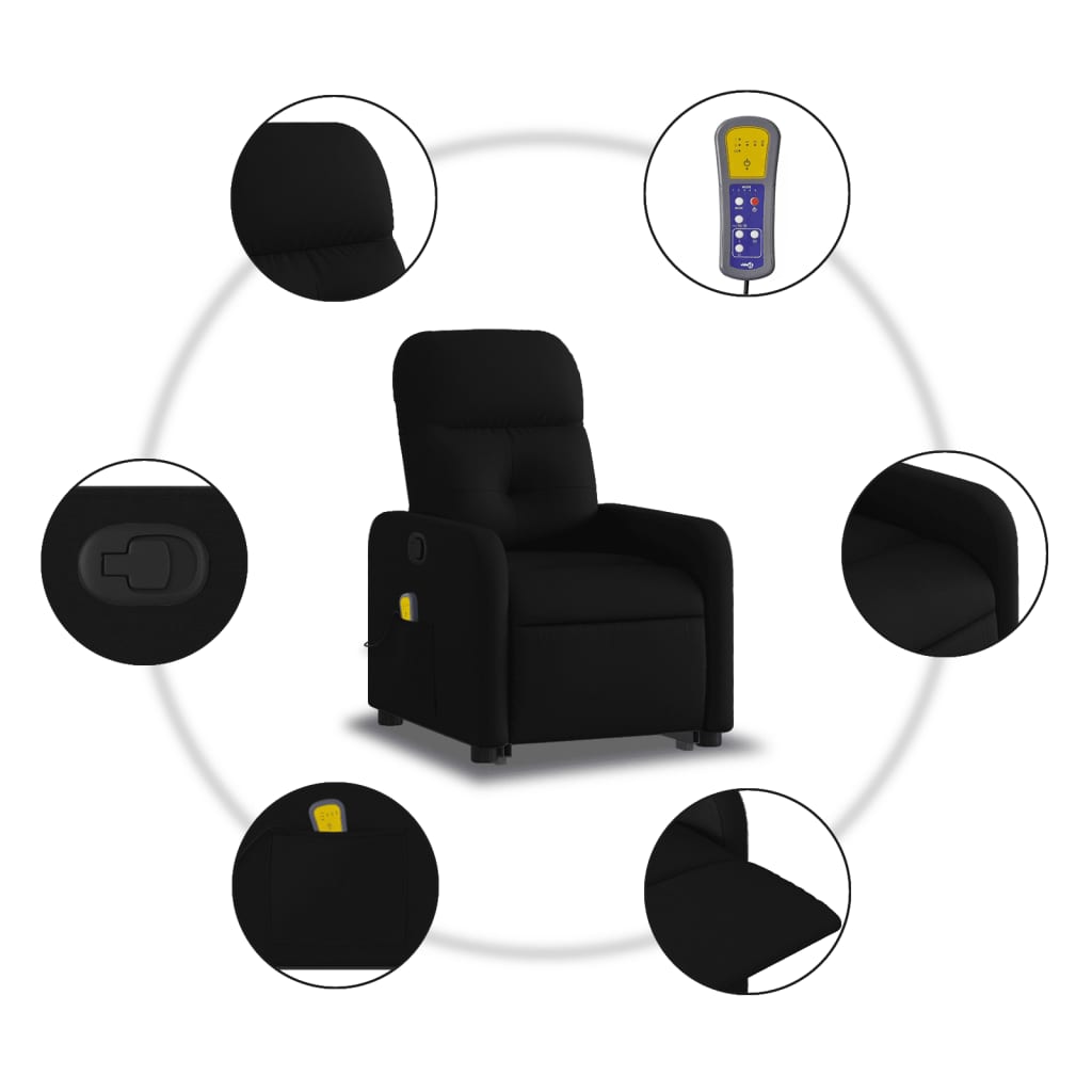 vidaXL Fauteuil de massage inclinable Noir Tissu