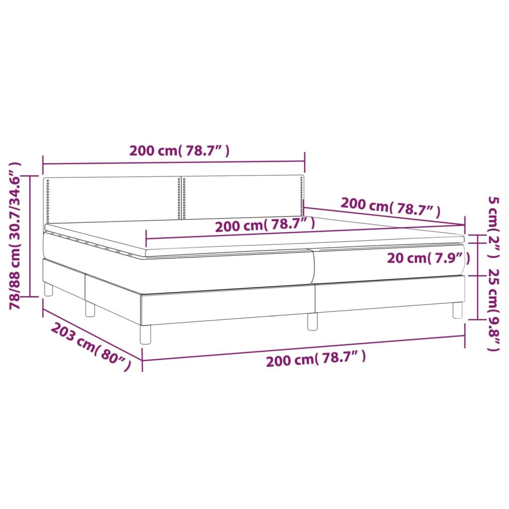 vidaXL Sommier à lattes de lit avec matelas et LED Rose 200x200 cm