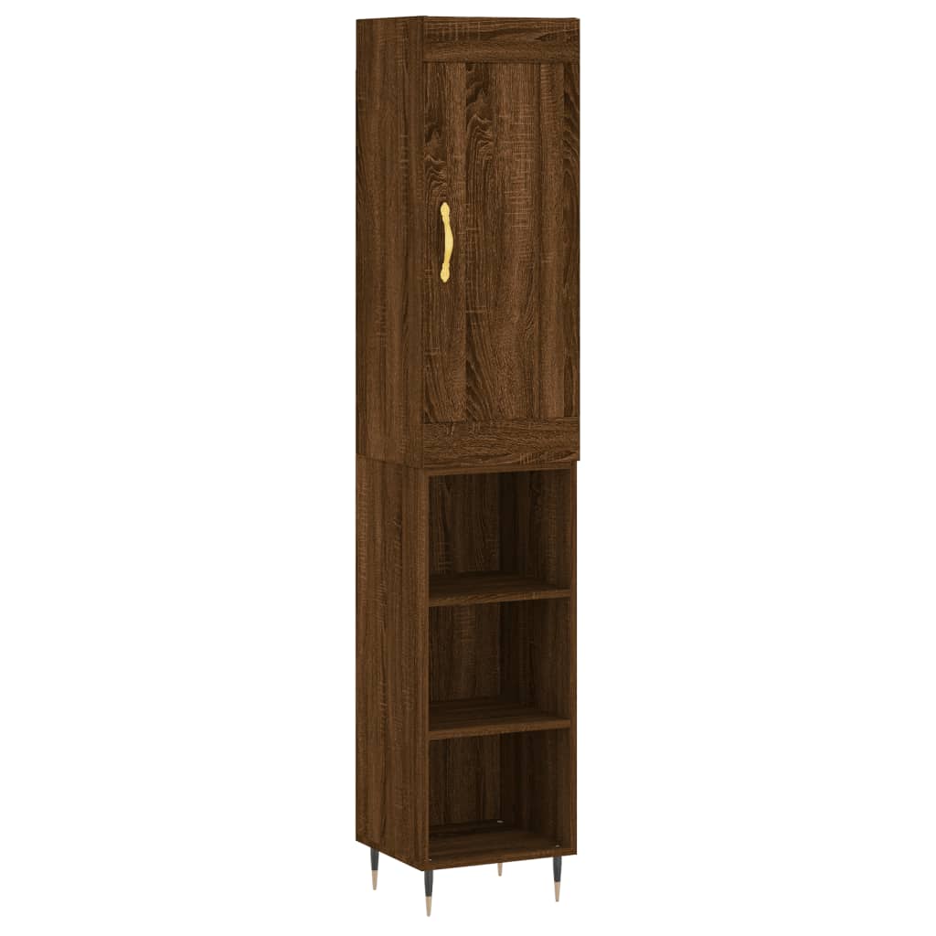 vidaXL Buffet haut Chêne marron 34,5x34x180 cm Bois d'ingénierie