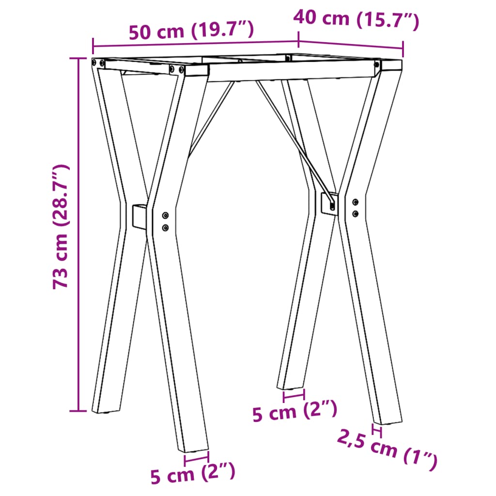 vidaXL Pieds de table à manger cadre en Y 50x40x73 cm fonte