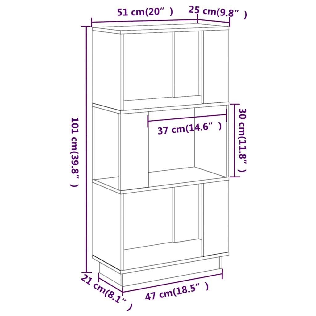 vidaXL Bibliothèque/Séparateur de pièce 51x25x101 cm Pin solide