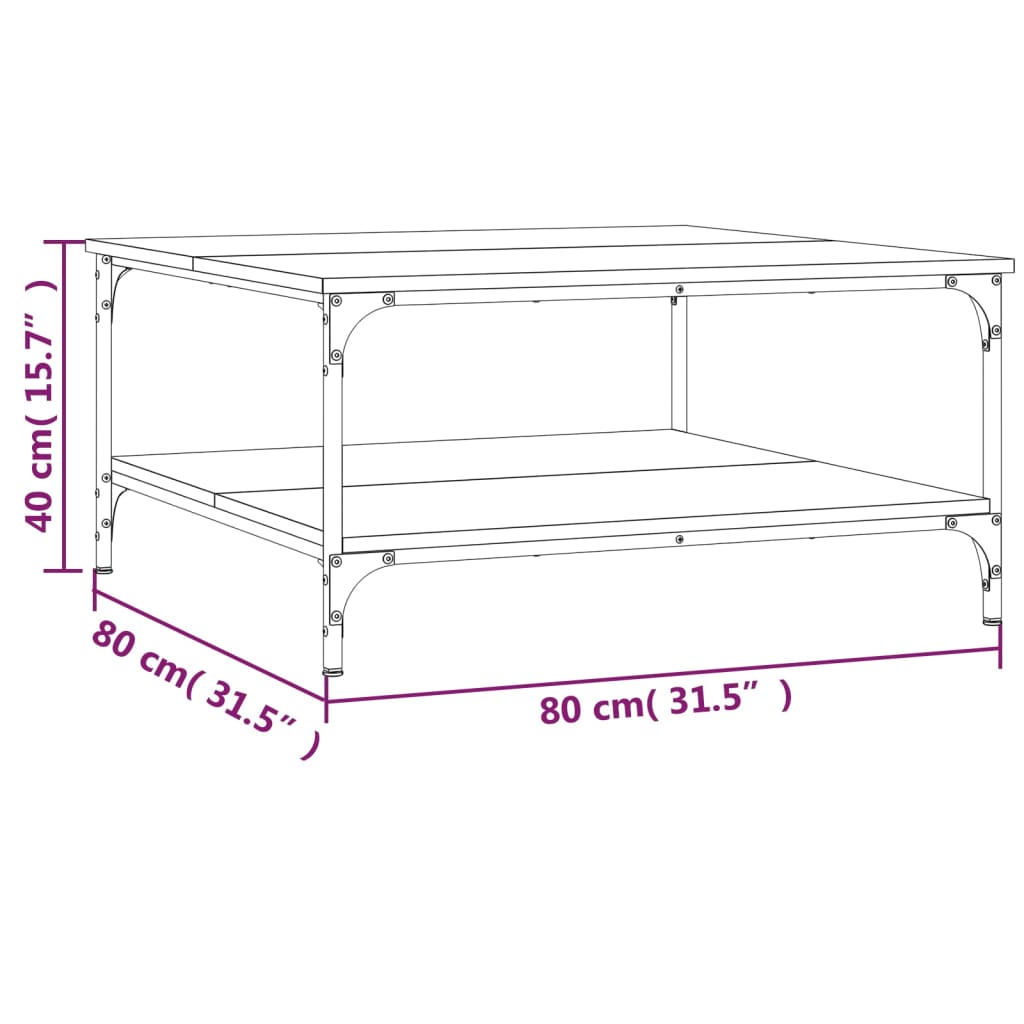 vidaXL Table basse chêne sonoma 80x80x40 cm bois d'ingénierie