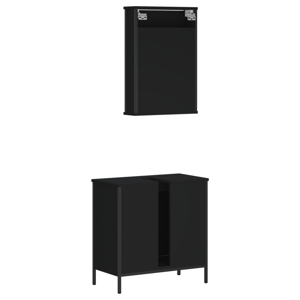 vidaXL Ensemble de meubles salle de bain 2 pcs noir bois d'ingénierie