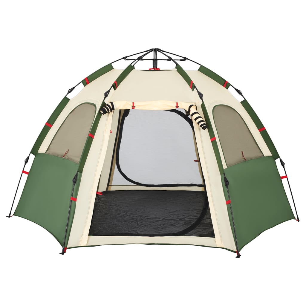 vidaXL Tente de camping cabine 4 personnes vert libération rapide