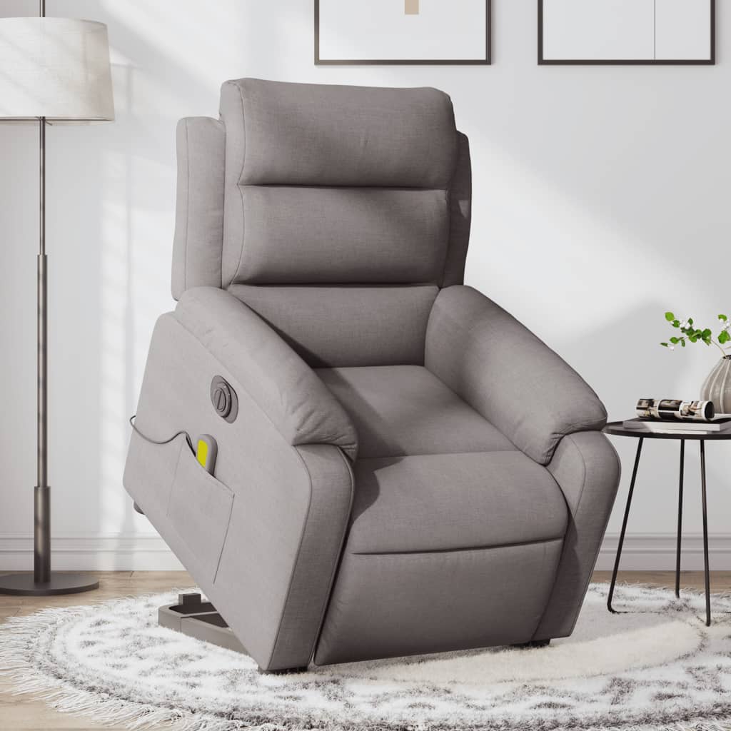 vidaXL Fauteuil inclinable de massage électrique Taupe Tissu