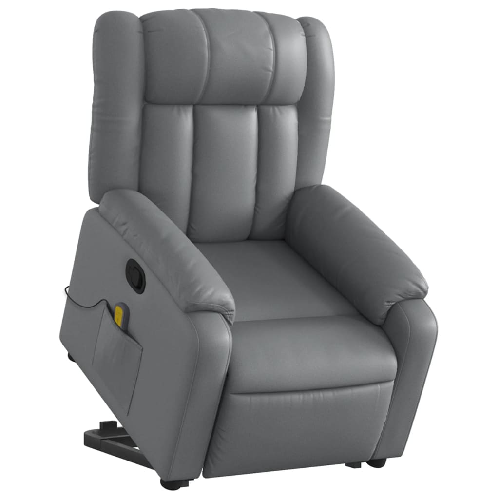 vidaXL Fauteuil inclinable de massage Gris Similicuir