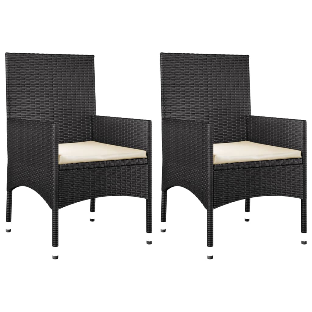 vidaXL Salon de jardin 4 pcs avec coussins Noir Résine tressée