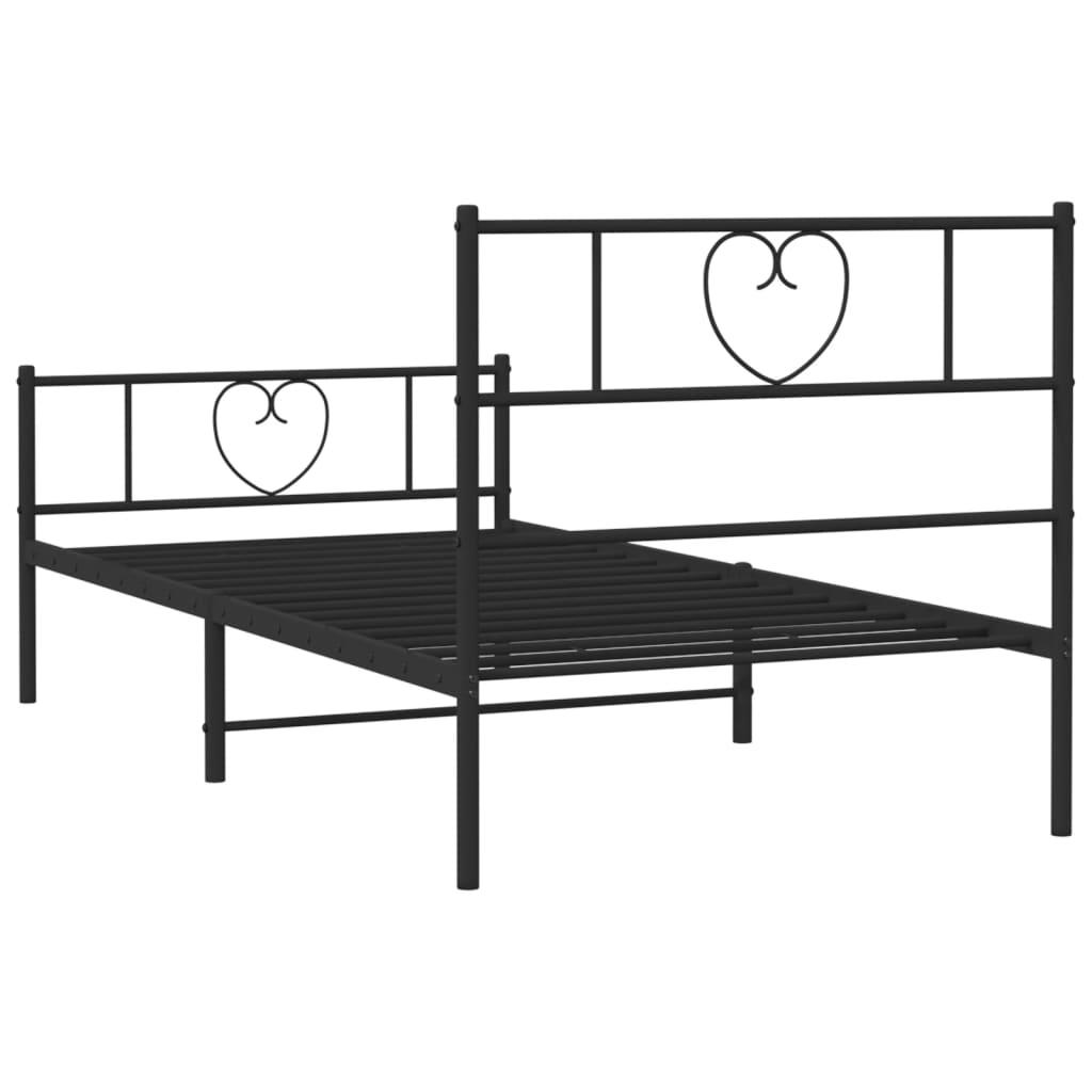 vidaXL Cadre de lit métal sans matelas avec pied de lit noir 100x190cm