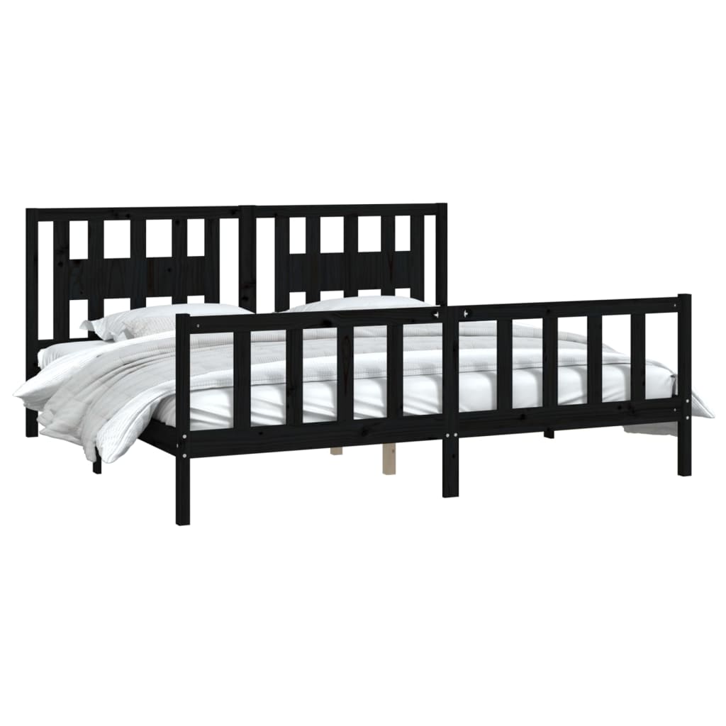 vidaXL Cadre de lit sans matelas noir bois massif de pin 200x200 cm