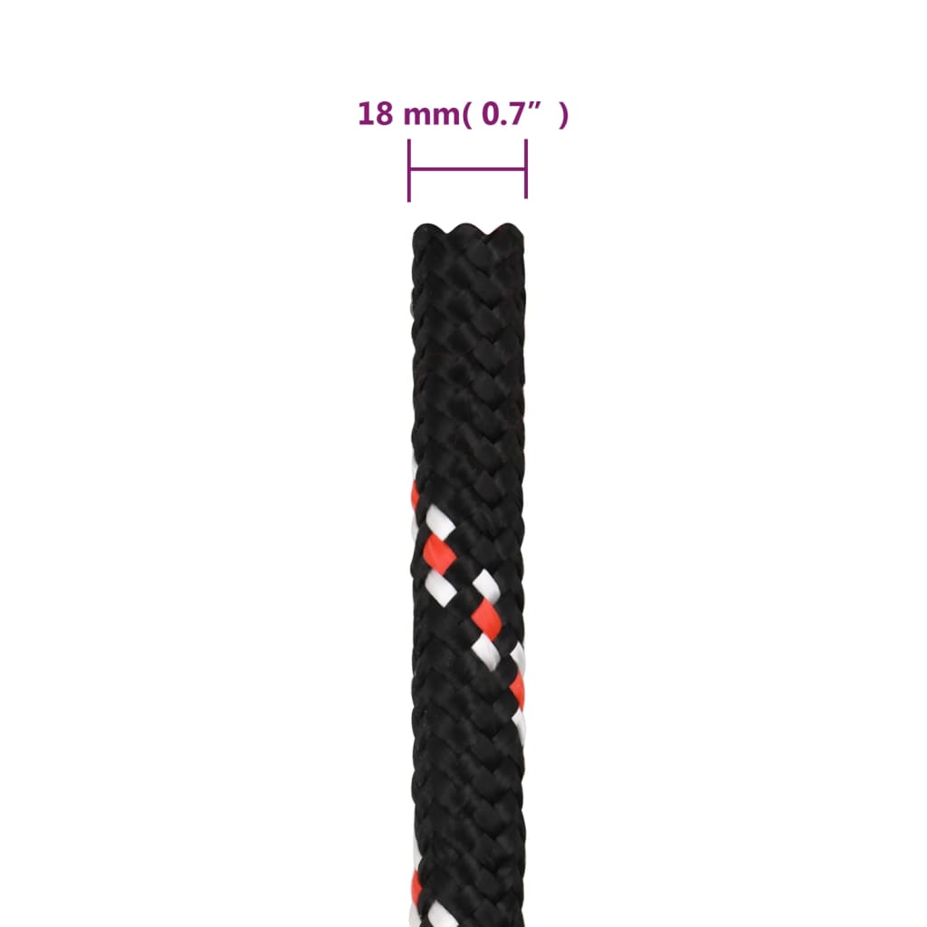 vidaXL Corde de bateau Noir 18 mm 100 m Polypropylène