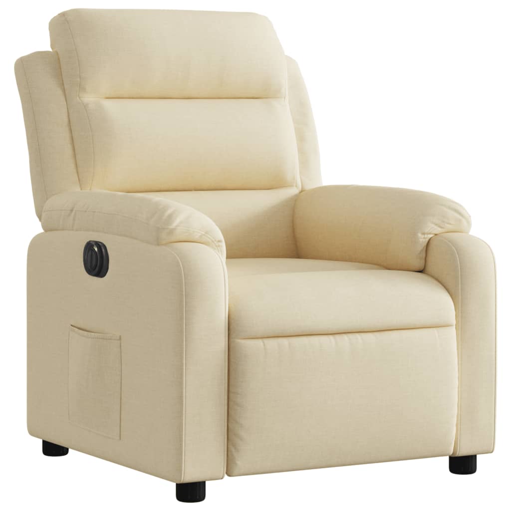 vidaXL Fauteuil inclinable électrique Crème Tissu