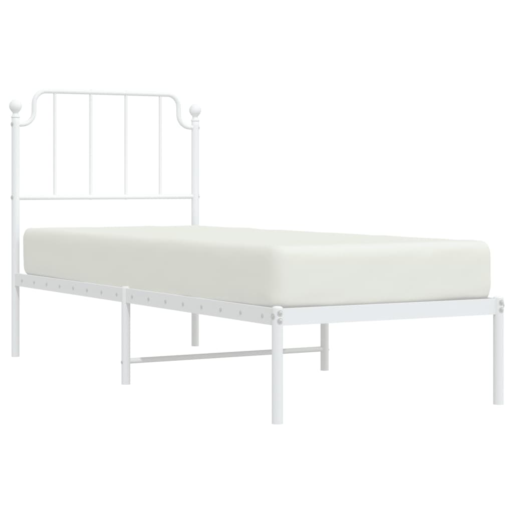 vidaXL Cadre de lit métal sans matelas avec tête de lit blanc 75x190cm