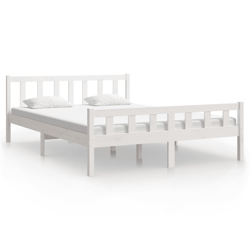 vidaXL Cadre de lit blanc bois massif 140x200 cm