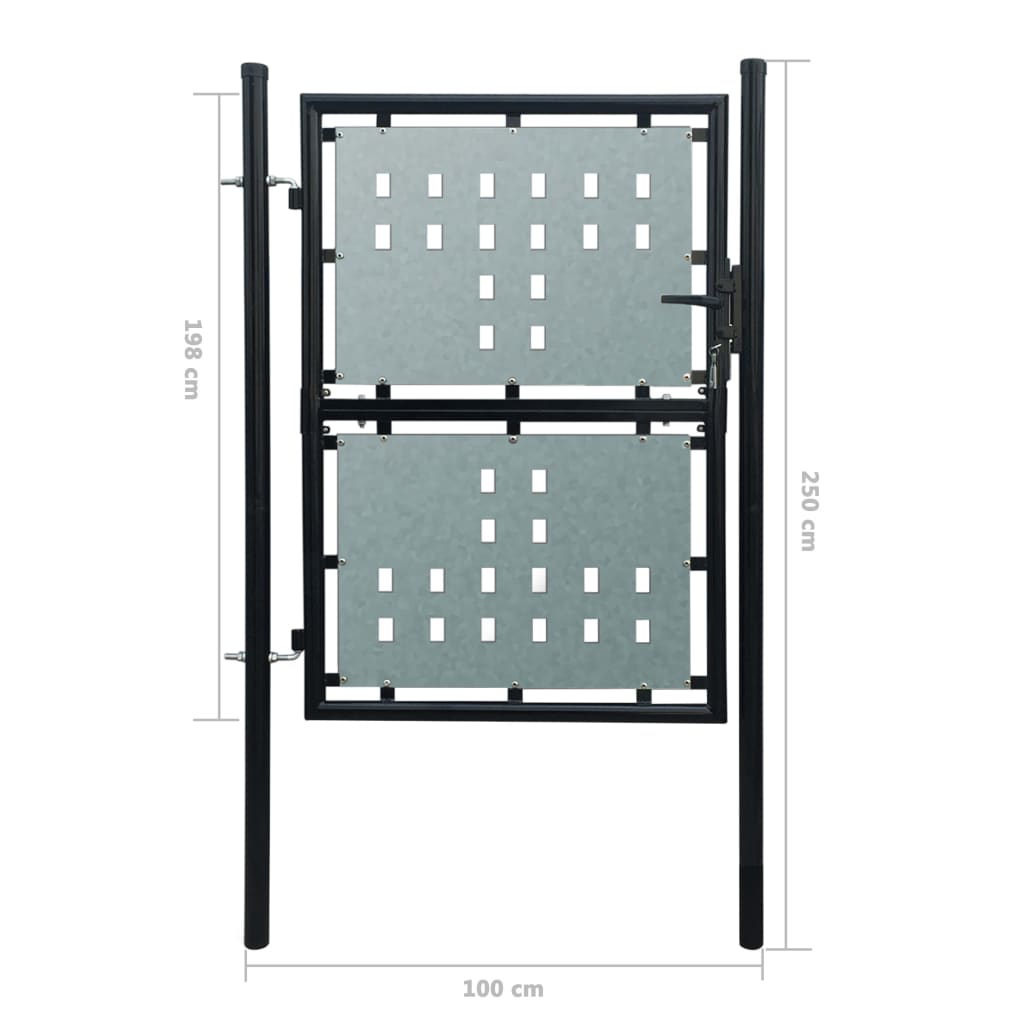 vidaXL Portail simple de clôture Noir 100x250 cm