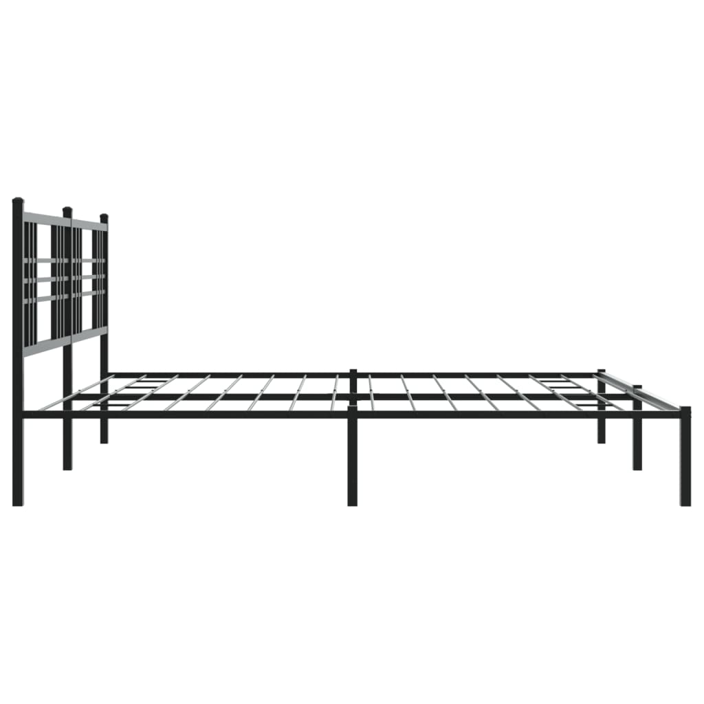 vidaXL Cadre de lit métal sans matelas avec tête de lit noir 200x200cm