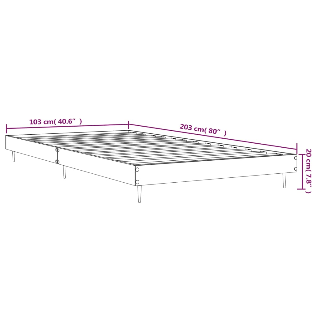 vidaXL Cadre de lit blanc brillant 100x200 cm bois d'ingénierie