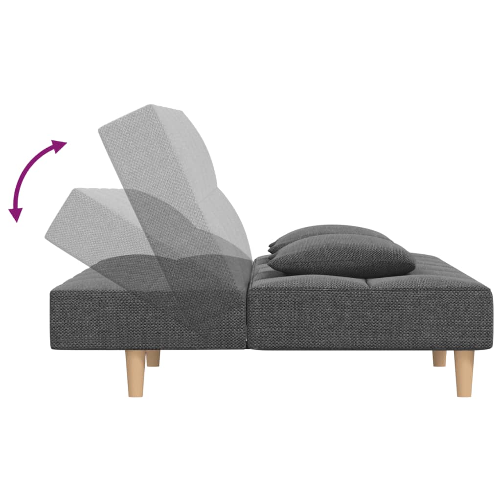 vidaXL Canapé-lit à 2 places avec deux oreillers gris clair tissu