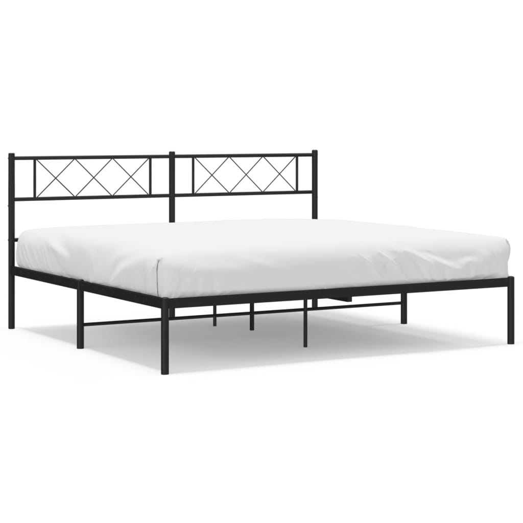 vidaXL Cadre de lit métal sans matelas avec tête de lit noir 200x200cm