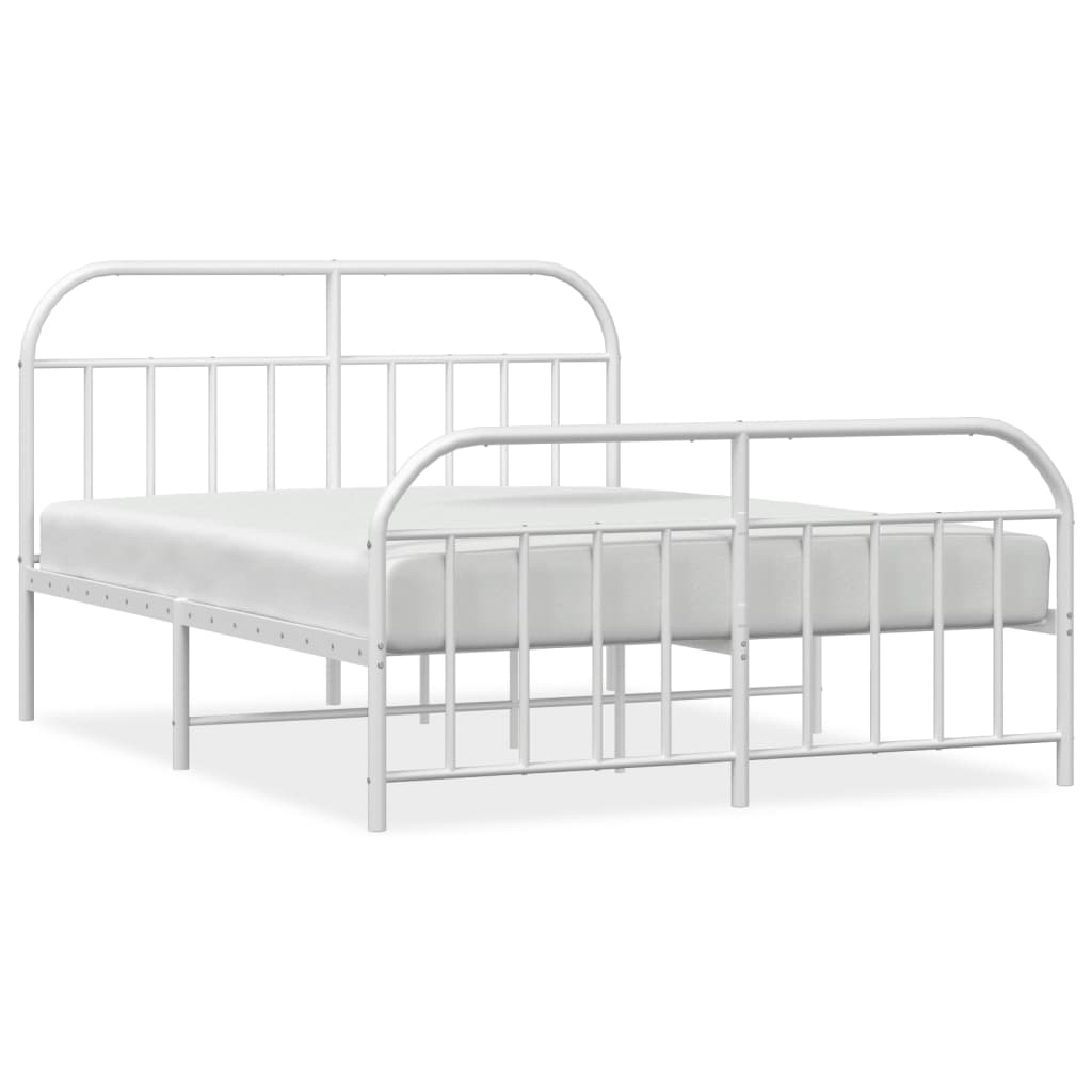 vidaXL Cadre de lit métal sans matelas et pied de lit blanc 150x200 cm