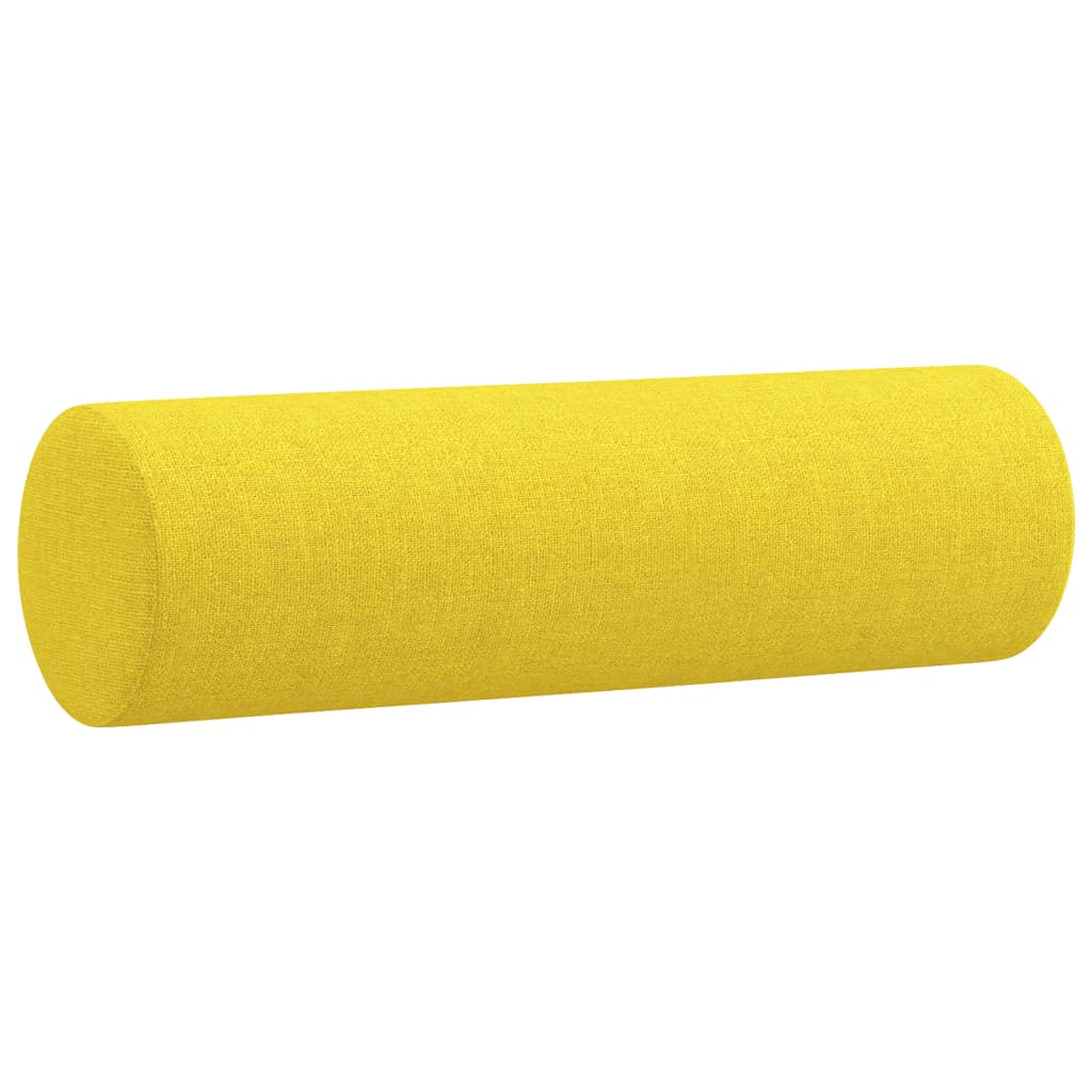 vidaXL Ensemble de canapés 3 pcs avec coussins jaune clair tissu